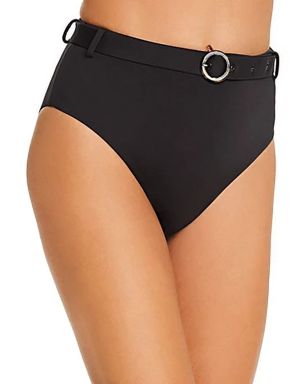 Bikini High-Waist BLACK US Aqua Swim Belted Bottom, Large