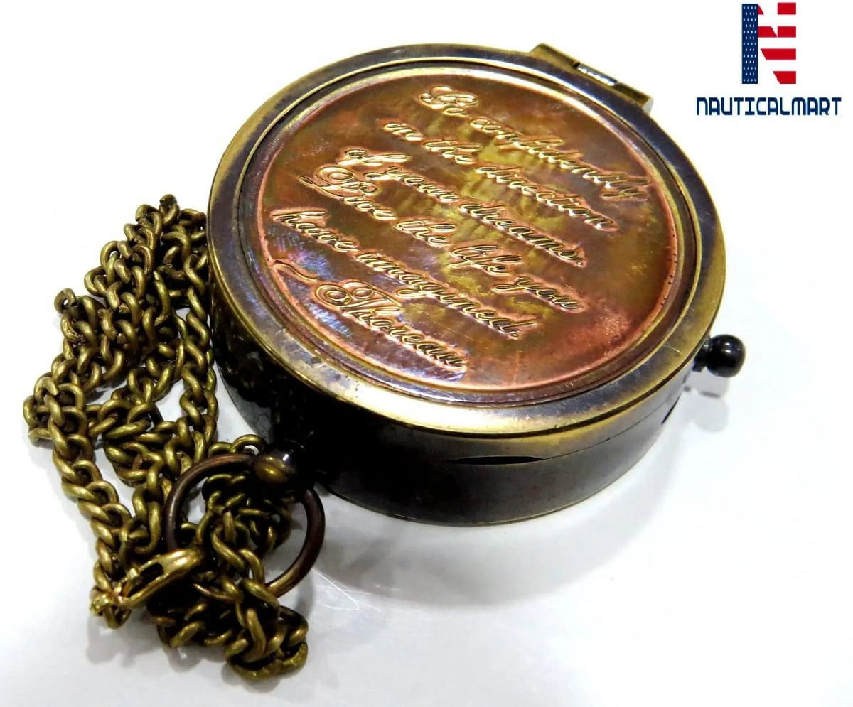 NauticalMart compass for leather case gift with brass