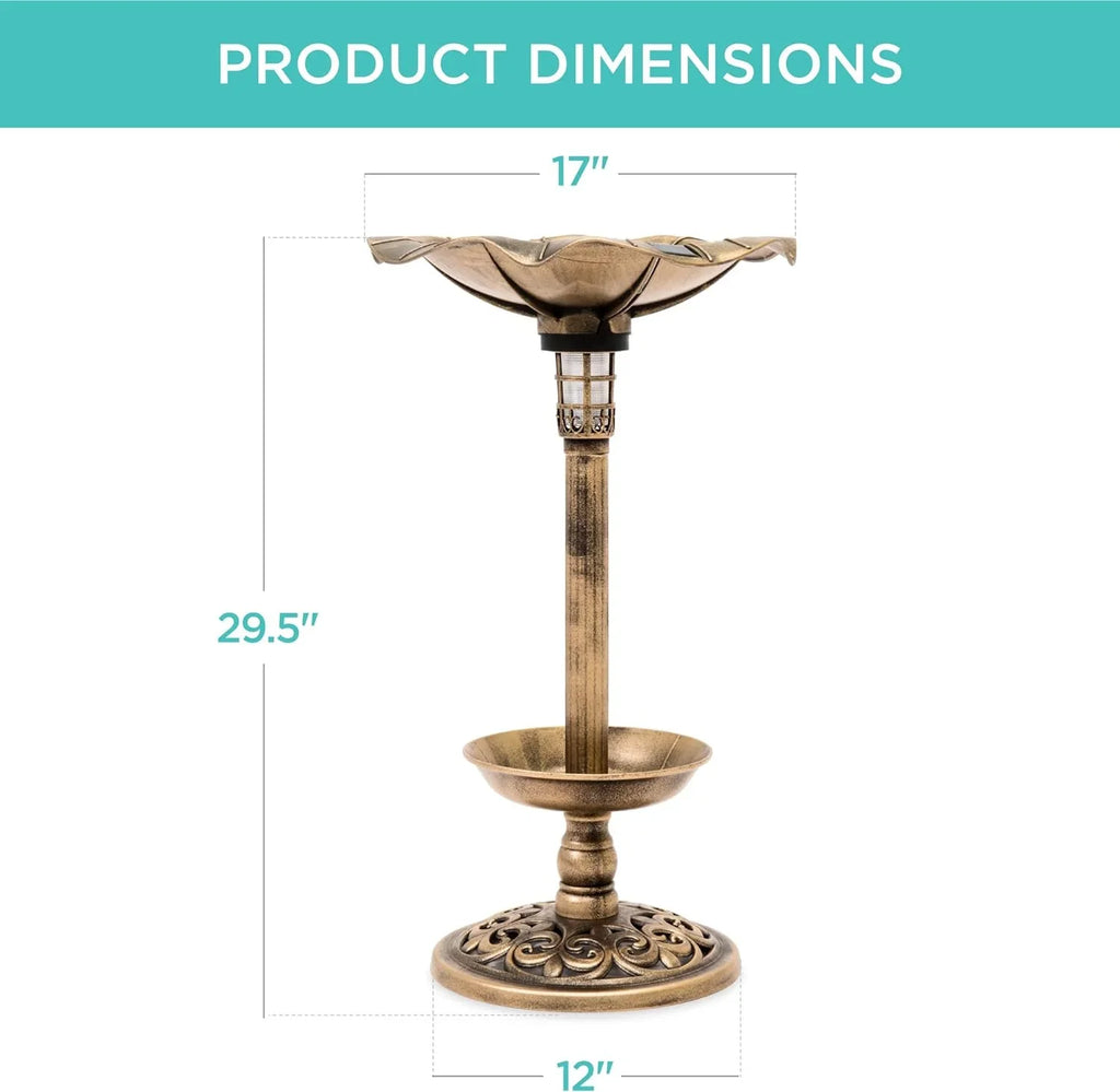 Bath Accents Lighted Garden Bronze Pedestal Integrated Panel, Solar Fountain Outdoor For W/Planter, Lawn, Scroll Decoration -
