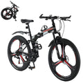 High Adult 26 Inch Foldable JSTUOKE Frame, Speeds MTB Disc Cycling Mountain Men Bicycles Steel Drivetrain Women with Carbon Bikes, Brakes, Double for 24
