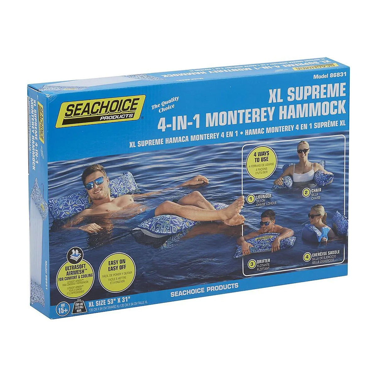 Chair 86831 Hammock XL Airmesh Seachoice Lounge Water Ultrasoft Monterey 4-in-1 Supreme