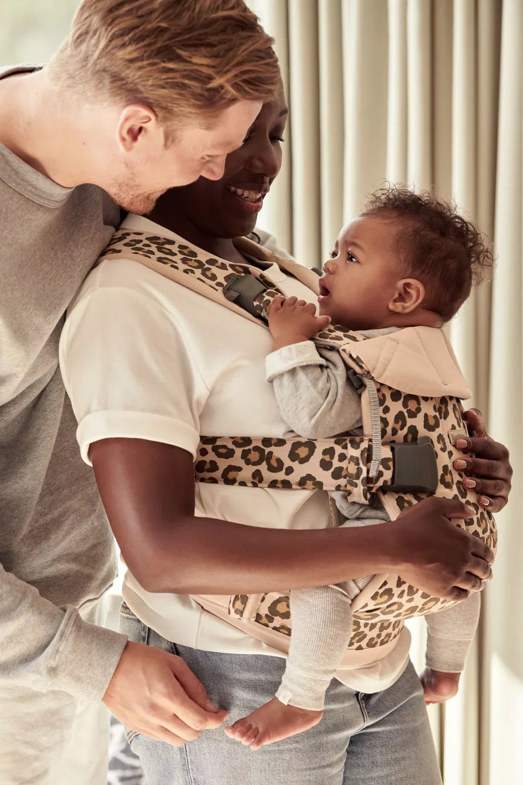 Baby BabyBjorn Cotton Beige/Leopard Mix, Carrier One,