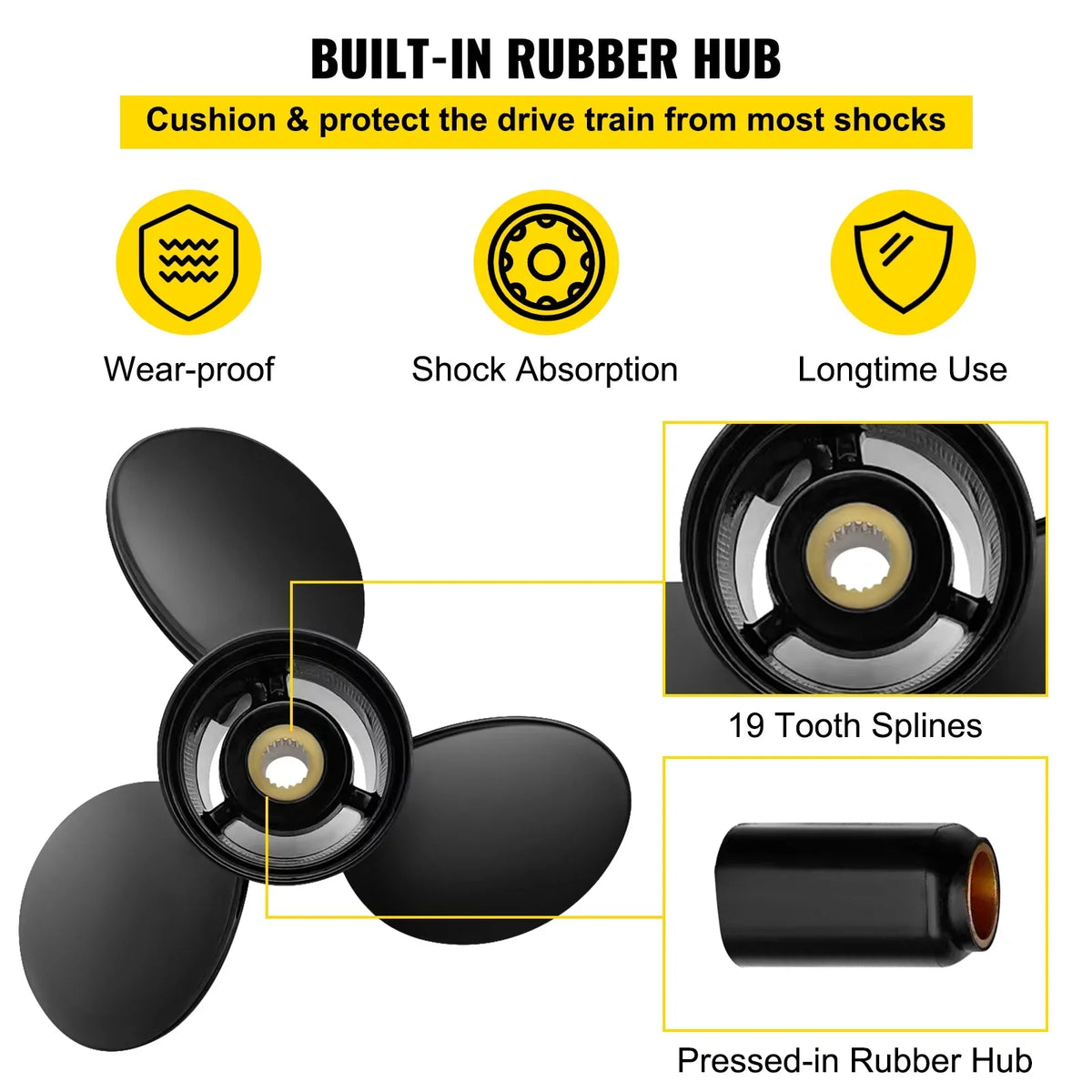 Propeller, Outboard Volvo OEM Penta Sterndrives Aluminium for Right-handed SX Outboard 14 21" x Boat VEVOR 1/4 Teeth 3-Blade Compatible Replace Engine, Spline Propeller, & 3817469, 19 Propeller