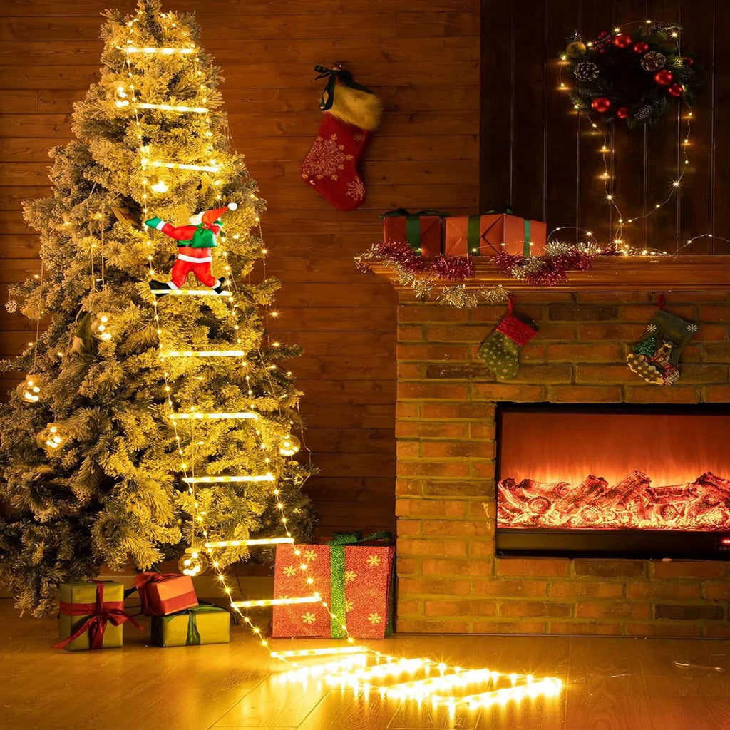 Wall 10.5 with Waterroof Xmas Tree Garden Lights Xmas for Home Christmas Climbling Led Decor Roof ft Outdoor Lights Lava Santa Porch Lights Ladder Claus