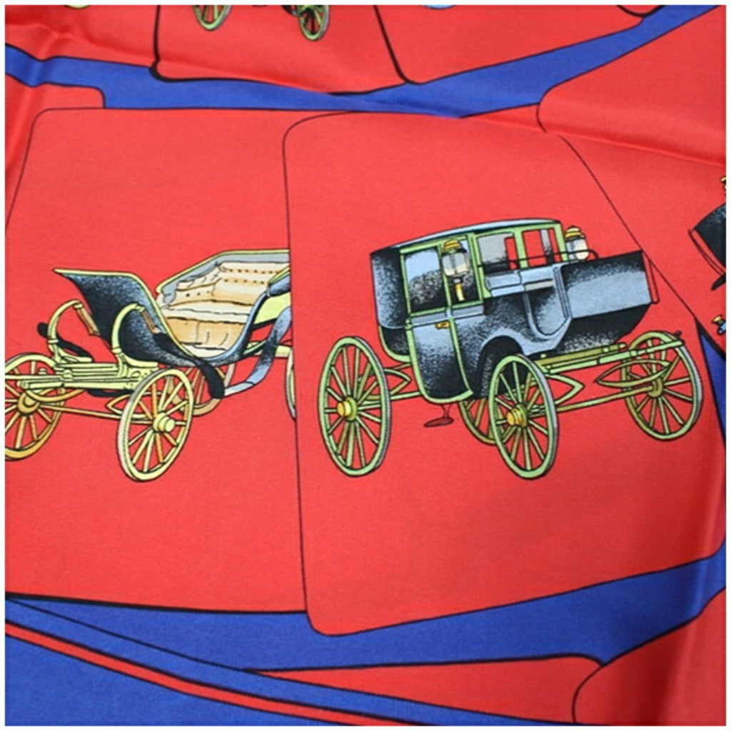 Scarf Pre-Owned x Women's Silk HERMES Blue Carriage) CARROSSERIE (Spiral (Good) Hermes Muffler Red