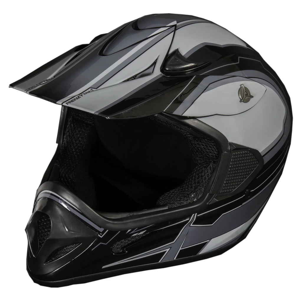 Black-Grey, Approved, Adult XL MX Helmet, FRENZY DOT