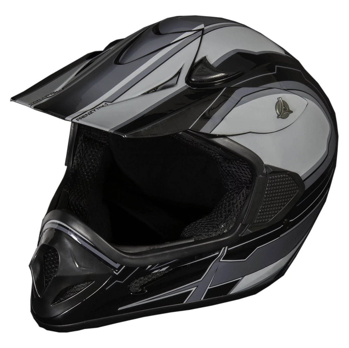 Black-Grey, Approved, Adult XL MX Helmet, FRENZY DOT