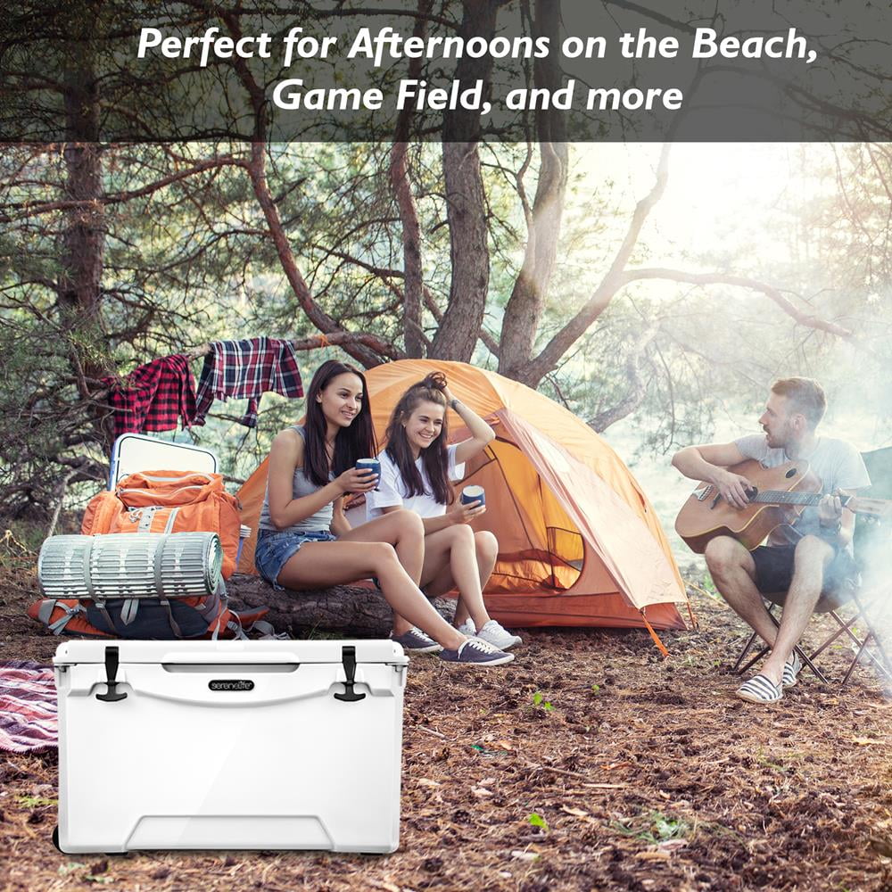 Lightweight Portable (White) Quart W/ Cooler Handles Travel Heavy-Duty Cooler Ice Box 50 SereneLife