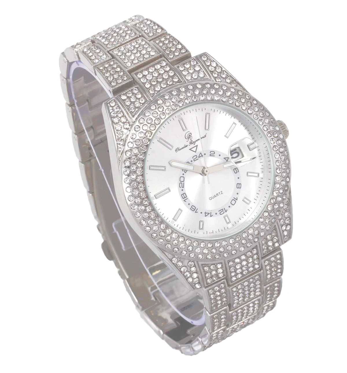 with Necklace with Matching on Zig Sets and Rolly Blinged ZZ Zag Charles Sets - Ice Trim Blast! Hop Out Necklace Hip Band Looks Out - Raymond Out Wristwatch Iced Bling'ed Silver