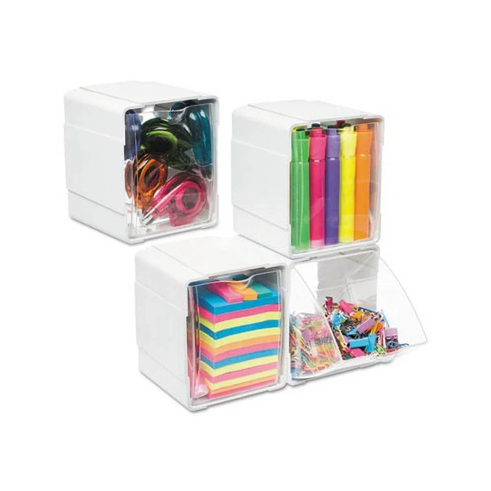 x 5 4 White/Clear 1/2, Interlocking Organizer Bin 4 4-Bin 5/8 x Tilt 7/8