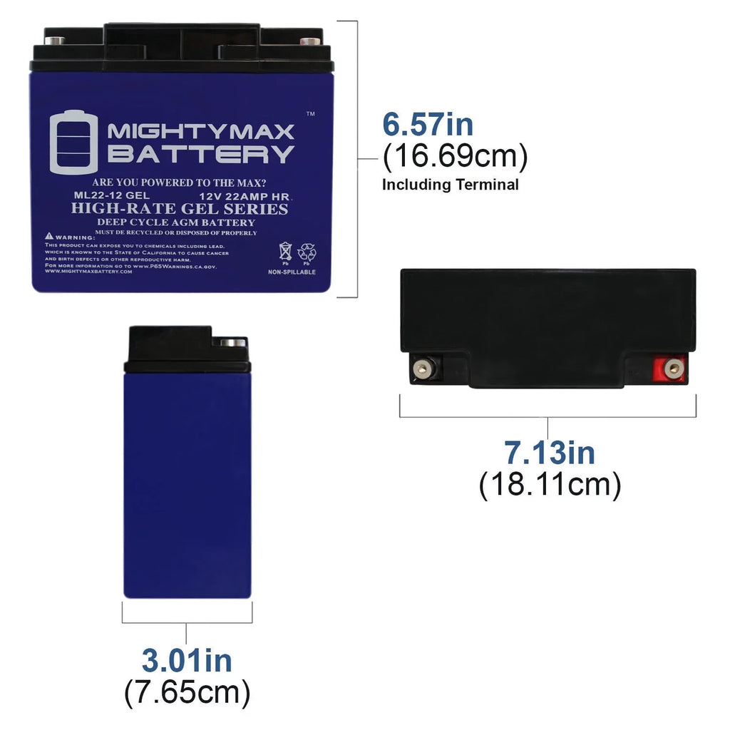 GP 12V Alante GEL Wheelchair 22AH 200 Scooter for Battery Jr
