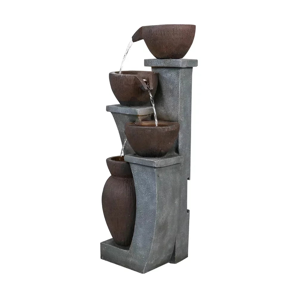 '- for Porch, Light Outdoor Patio, Fountain Backyard Fountains 4-Tier and Home Garden Outdoor Willwolf Garden, LED with 32.8''H Art Modern Decor Deck,
