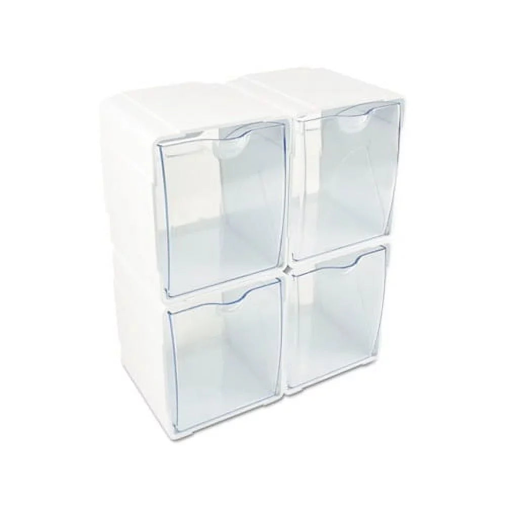 x 5 4 White/Clear 1/2, Interlocking Organizer Bin 4 4-Bin 5/8 x Tilt 7/8