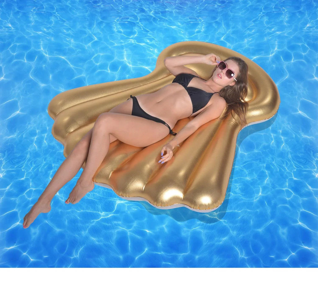 Pool 63 Shell Inflatable Shine Swimming Inch Golden Sparkle Float and