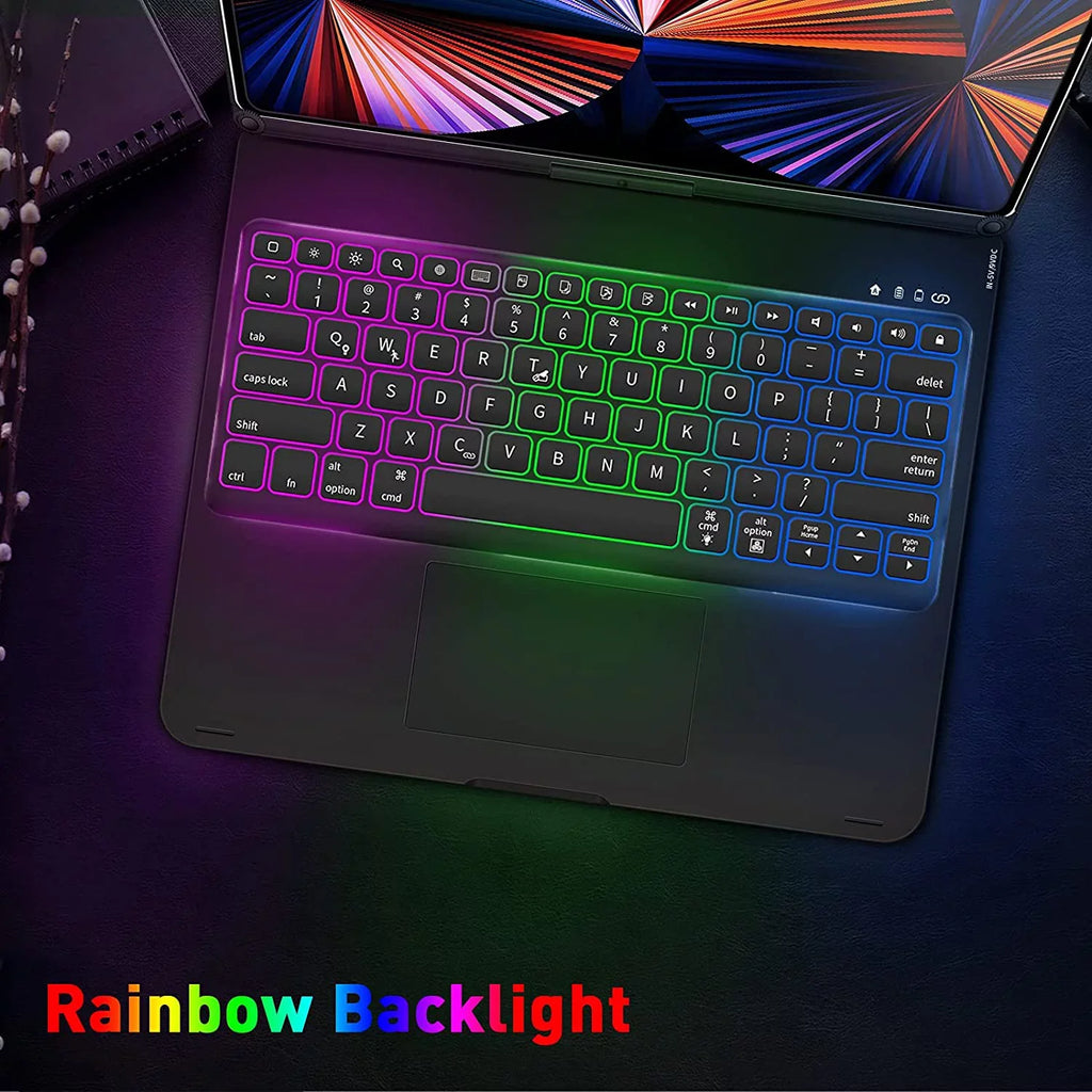 for Rotatable Keyboard iPad 12.9 Backlight Generation Trackpad Black inch Keyboard 5th 3rd Gen 4th Pro Case, 360 Multi-Touch Kvago 2022
