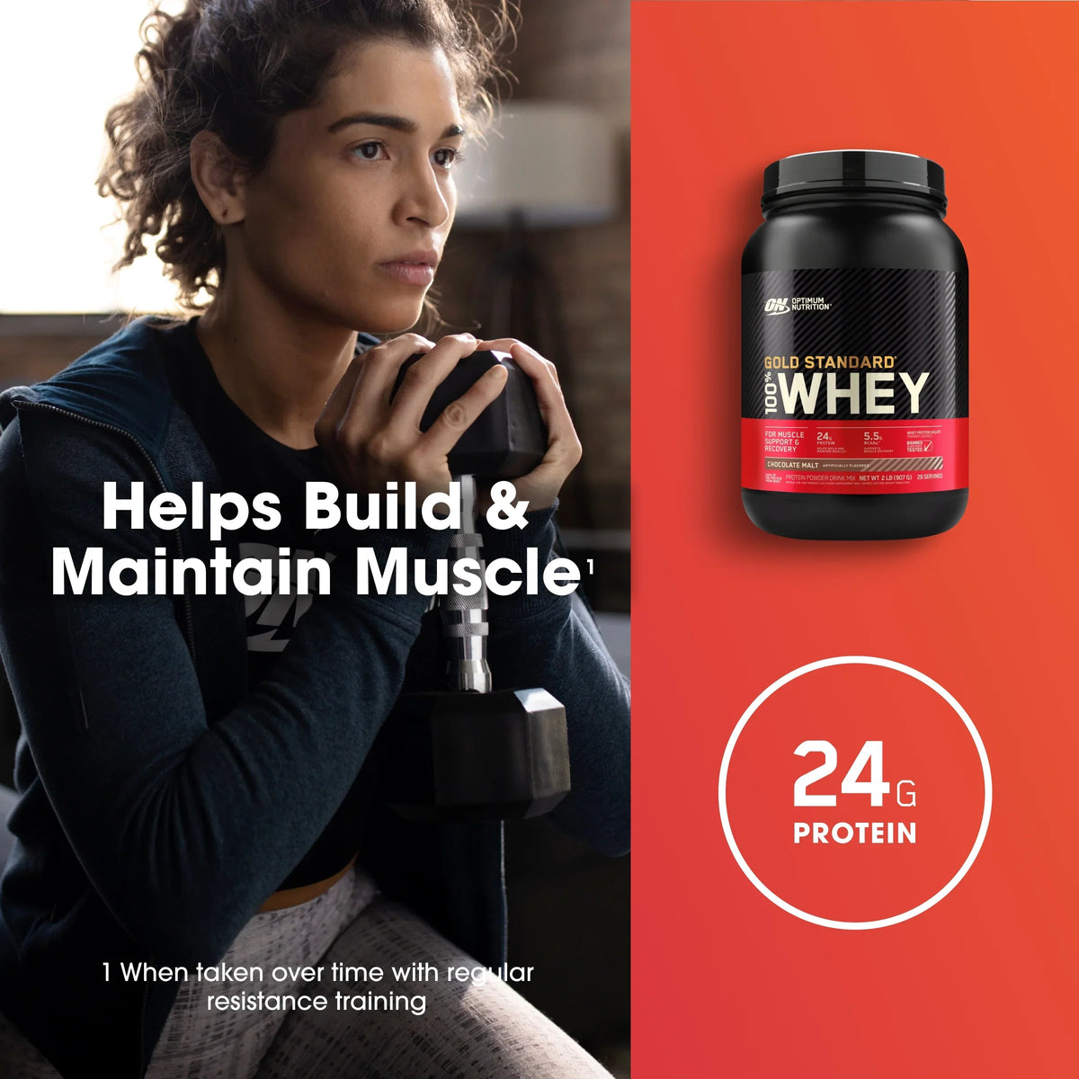24 Whey Nutrition, Gold 100% Servings Chocolate 2 Powder, Optimum g 29 lb, Malt, Standard Protein Protein,