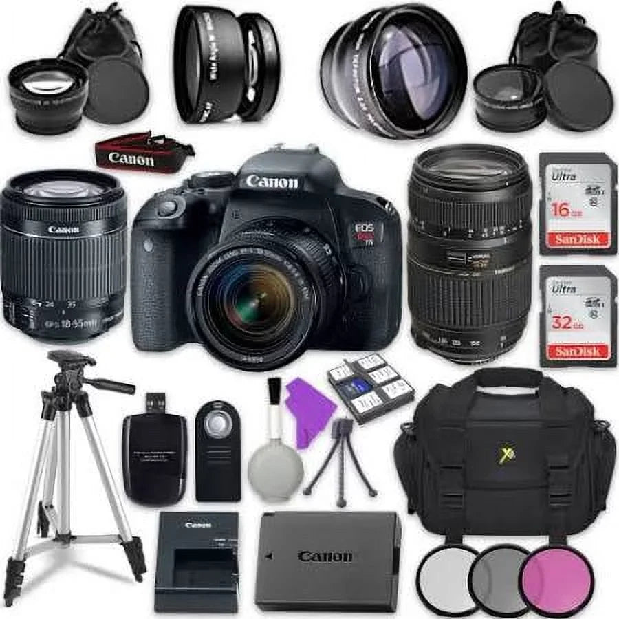 w/ Digital AF 70-300mm IS SLR EOS Lens||Tamron Autofocus T7i ||Accessory Telephoto Bundle Camera Lens Rebel f/4-5.6 EF-S 18-55mm Zoom Canon STM