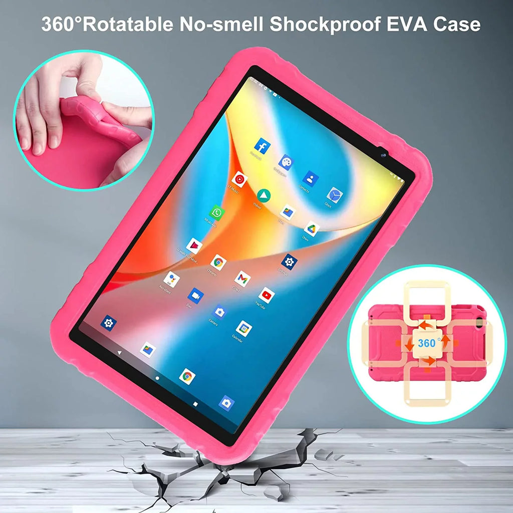Screen Tablets Split inch Case 4GB Tablet ROM HD Pink Touchscreen Kids IPS 10 RAM Drop-Proof 11 Wifi Android 64GB